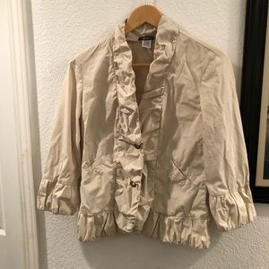 XCVI Lightweight Cream Jacket 3/4 Sleeve M